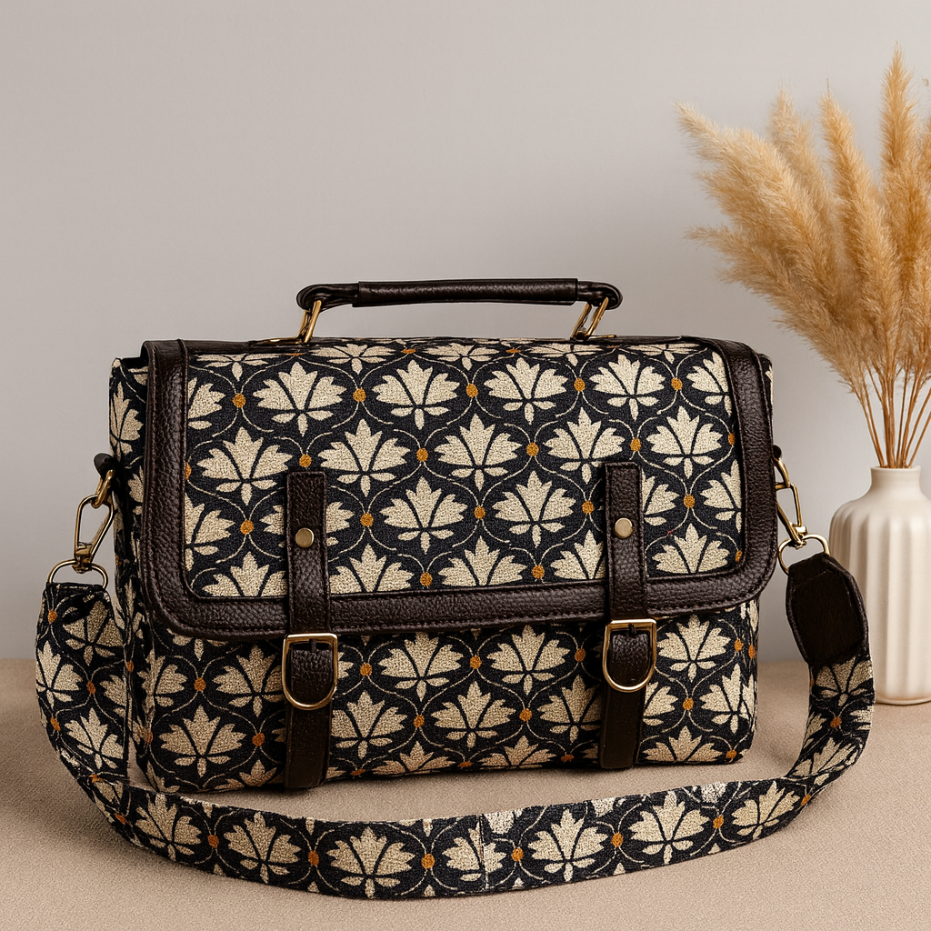 Vintage Floral Canvas Messenger Bag | Stylish Crossbody Satchel