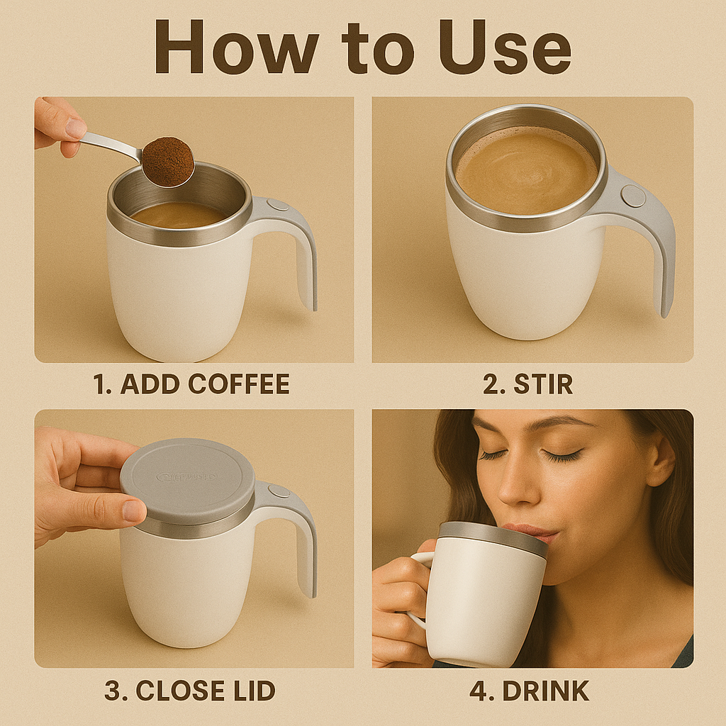 Automatic Magnetic Self-Stirring Coffee Mug (380 ml, White)