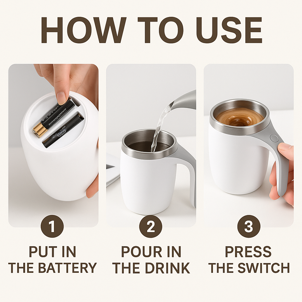 Automatic Magnetic Self-Stirring Coffee Mug (380 ml, White)