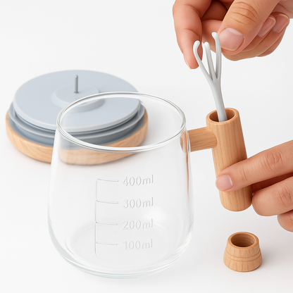 Kanirae Automatic Mixing Cup 400 ml | USB Rechargeable Glass Self-Stirring Mug | Perfect for Coffee & Protein Shakes on the Go