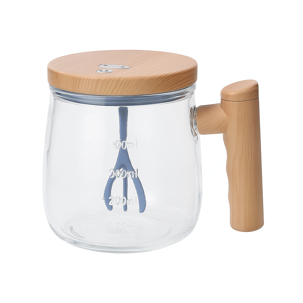 Kanirae Automatic Mixing Cup 400 ml | USB Rechargeable Glass Self-Stirring Mug | Perfect for Coffee & Protein Shakes on the Go
